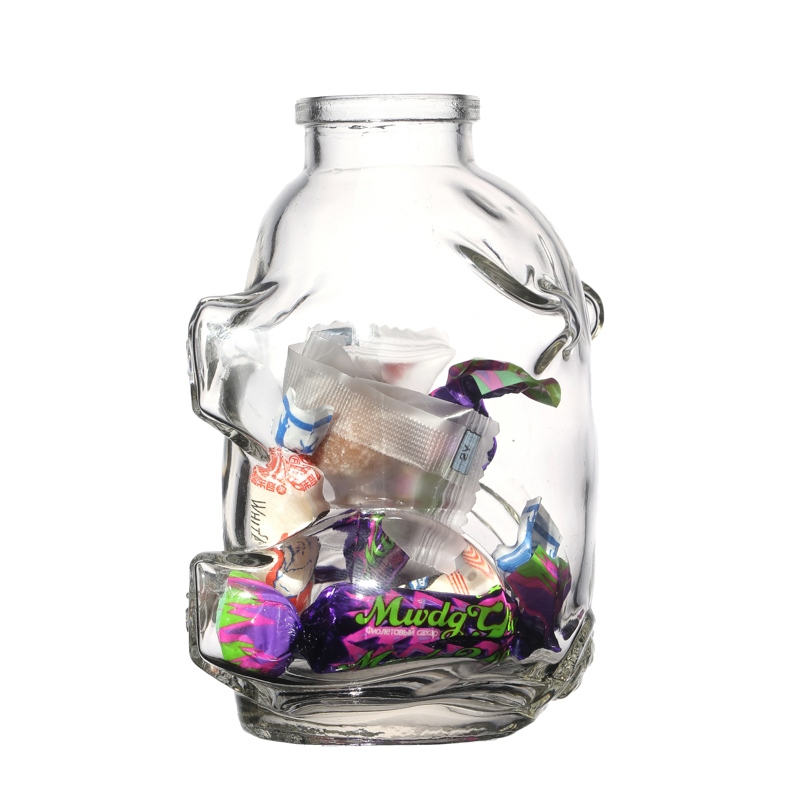 Fancy Design Pig-Shaped 350ml Transparent Glass Coin Bank Small Candy Glass Jar For Decoration 
