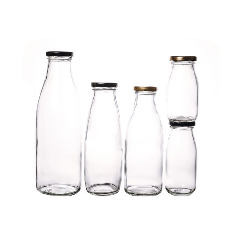 Wholesale Hot Sale 200ml 500ml 1000ml Round Glass Milk Bottles Beverage Bottles