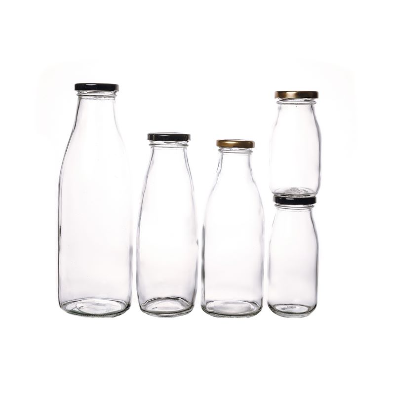 Wholesale Hot Sale 200ml 500ml 1000ml Round Glass Milk Bottles Beverage Bottles