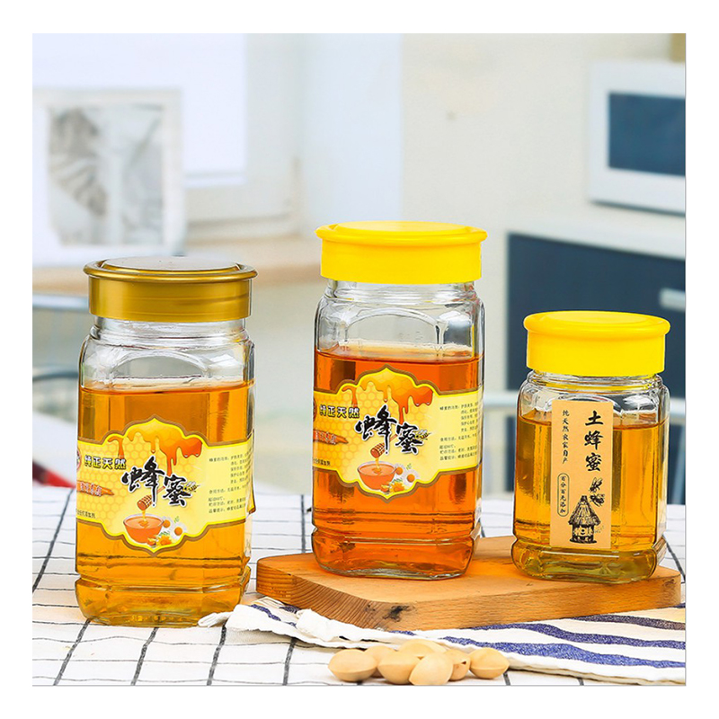 Factory Price 350ml 670ml Square Glass Honey Jars with Plastic Lid