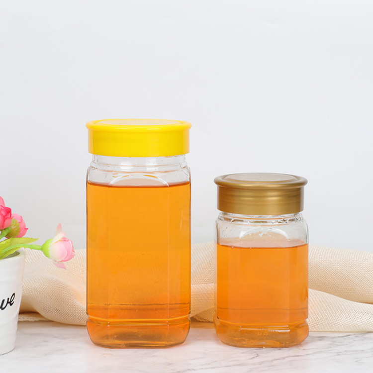 Factory Price 350ml 670ml Square Glass Honey Jars with Plastic Lid