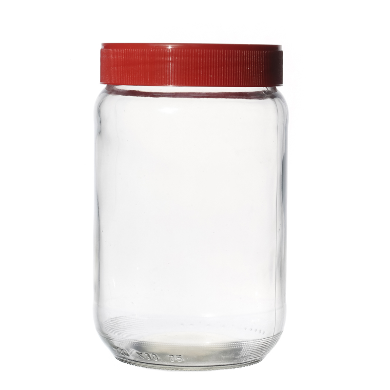 Hot Sale Custom Glass Jar Drink For Honey Jam Glassware Food Packaging With Plastic Red Lids
