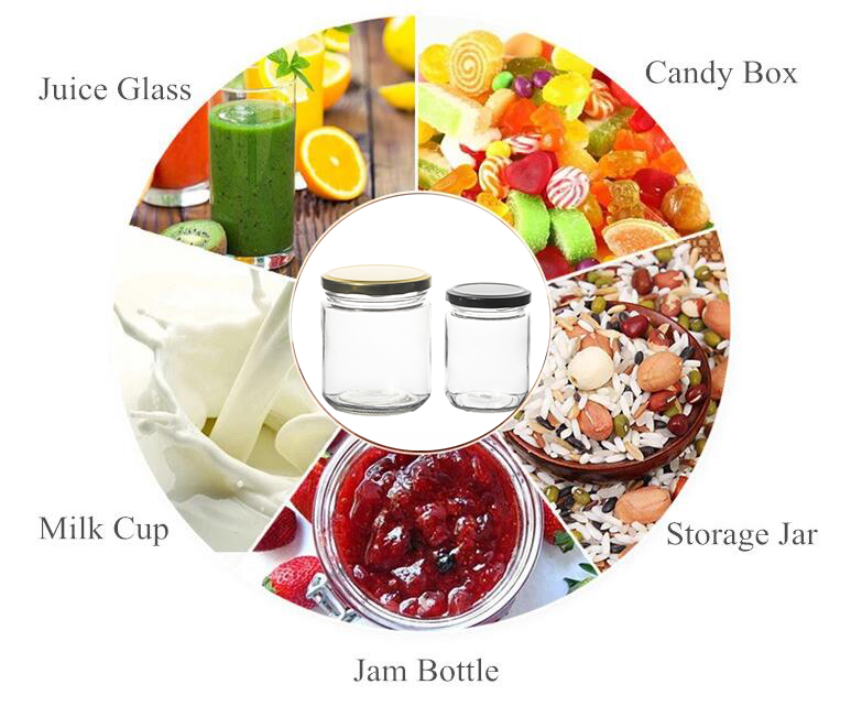 Wholesale Hot Sale 120ml 150ml 350ml 500ml Glass Jar For Food Package Honey Jam Storage With Metal Lids