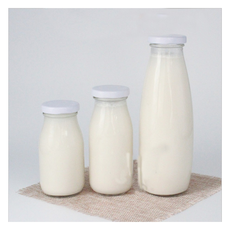 Wholesale Hot Sale 200ml 500ml 1000ml Round Glass Milk Bottles Beverage Bottles