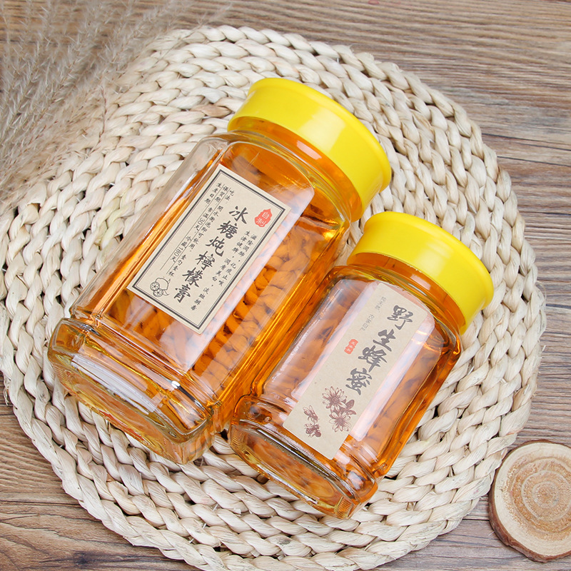Factory Price 350ml 670ml Square Glass Honey Jars with Plastic Lid