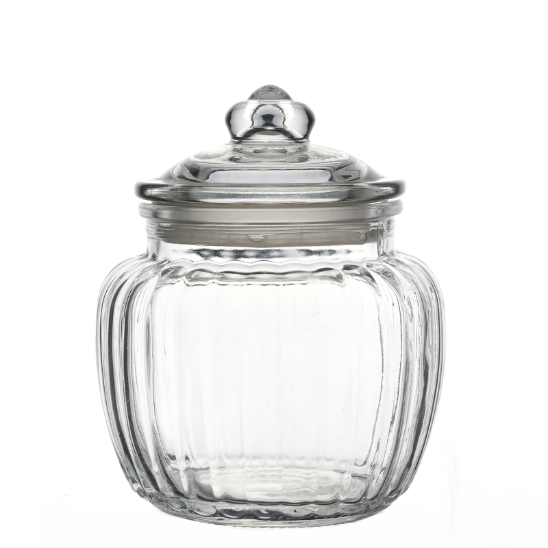 High Quatity 550ml Round Pumpkin Glass Food Storage Pickles Jars with Lids