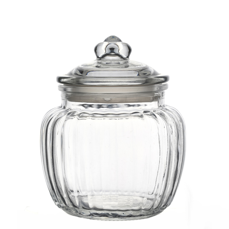 High Quatity 550ml Round Pumpkin Glass Food Storage Pickles Jars with Lids