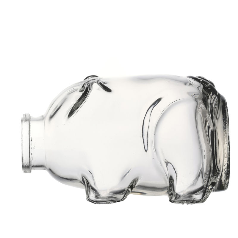 Fancy Design Pig-Shaped 350ml Transparent Glass Coin Bank Small Candy Glass Jar For Decoration 
