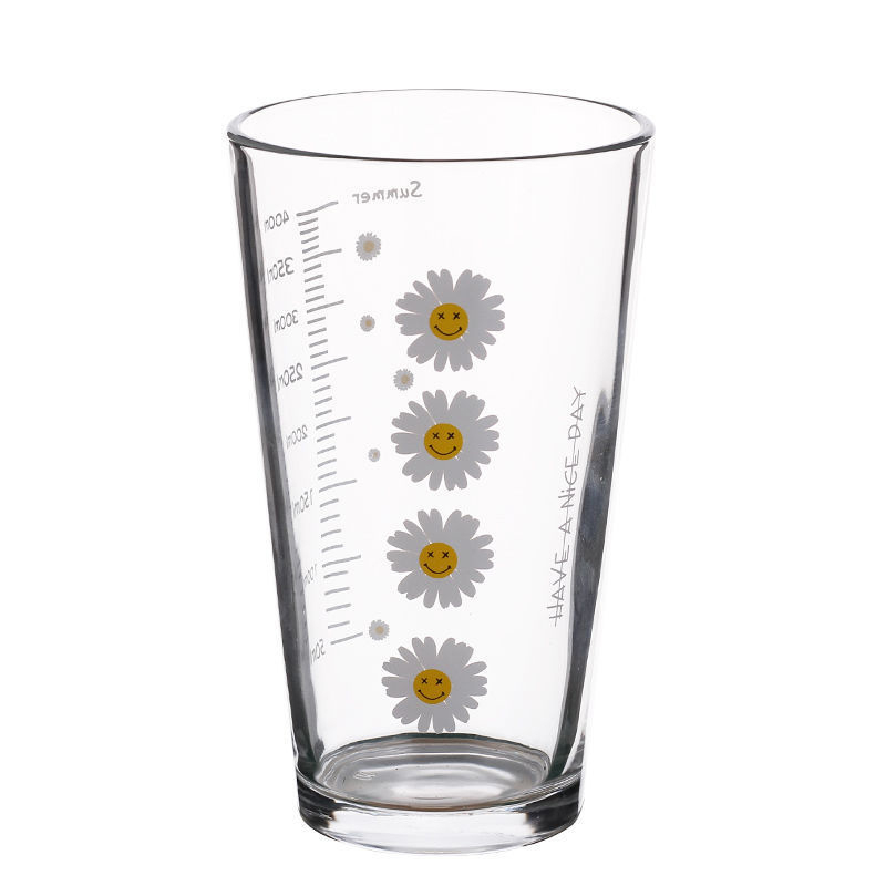 450ml Printed Glass Beverage Cups with Straws For Students