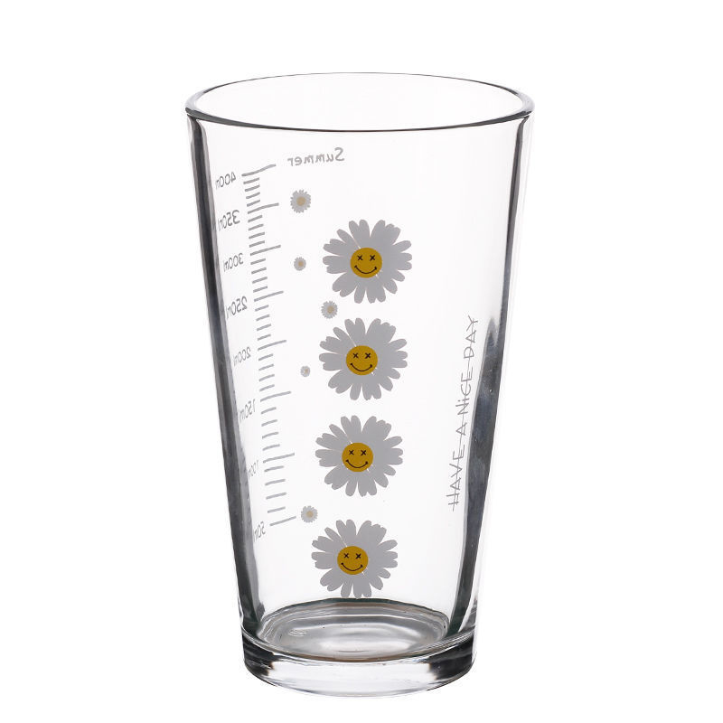 450ml Printed Glass Beverage Cups with Straws For Students