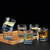 Square Water Cups 180ml 300ml Glass in Blue Purple Colors