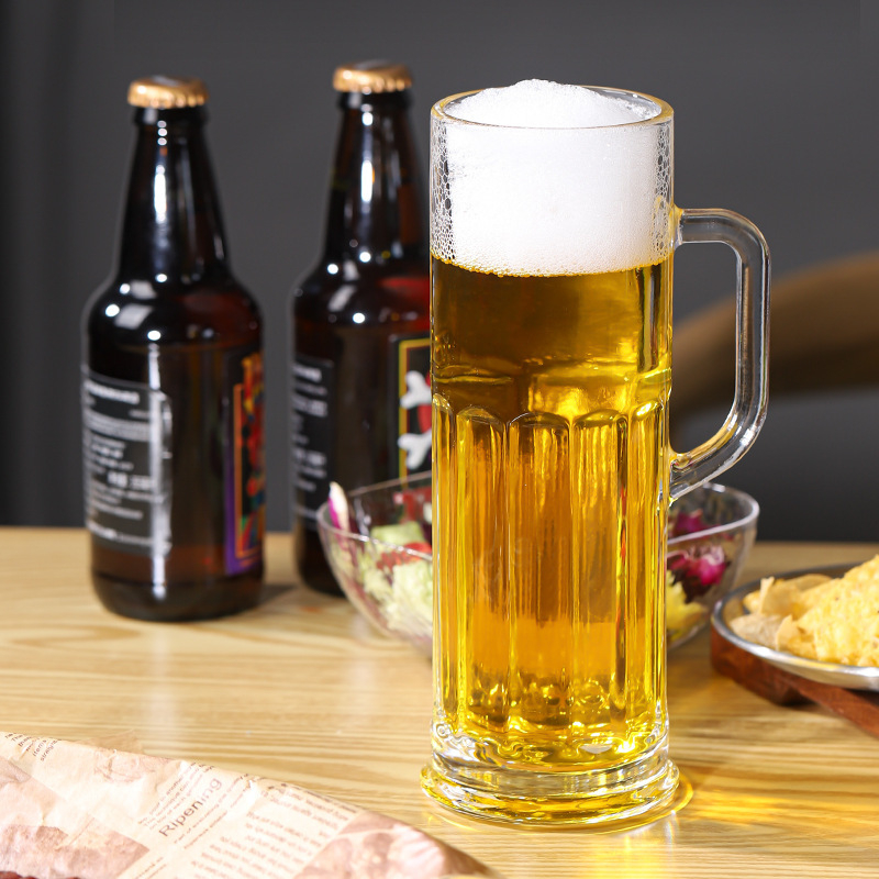 Slim Design 600ml Glass Beer Cups with Custom Logo Printing