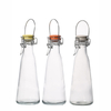 Glass Milk Juice Beverage Bottles With Sealed Handle Caps 500ml 1000ml