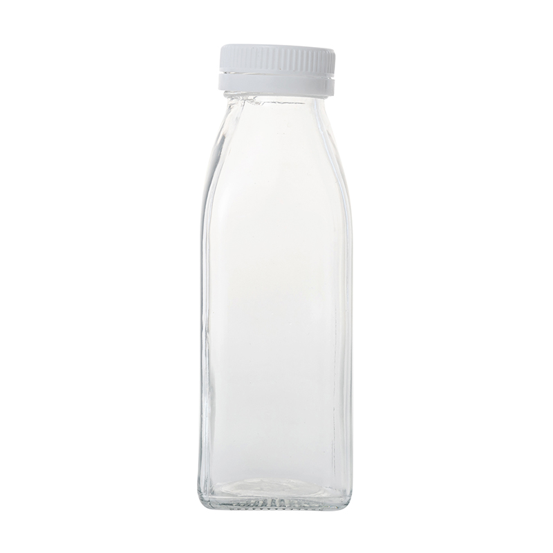 Square Drinking Glass Iced Coffee Milk Bottles with Plastic Lids Wholesale