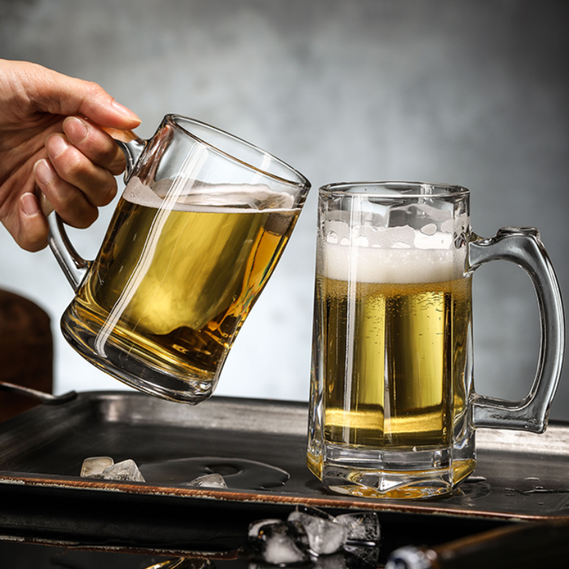 Thick Wall High Quality 380ml Crystal Luxury Wine Glass Beer Cup with Handle