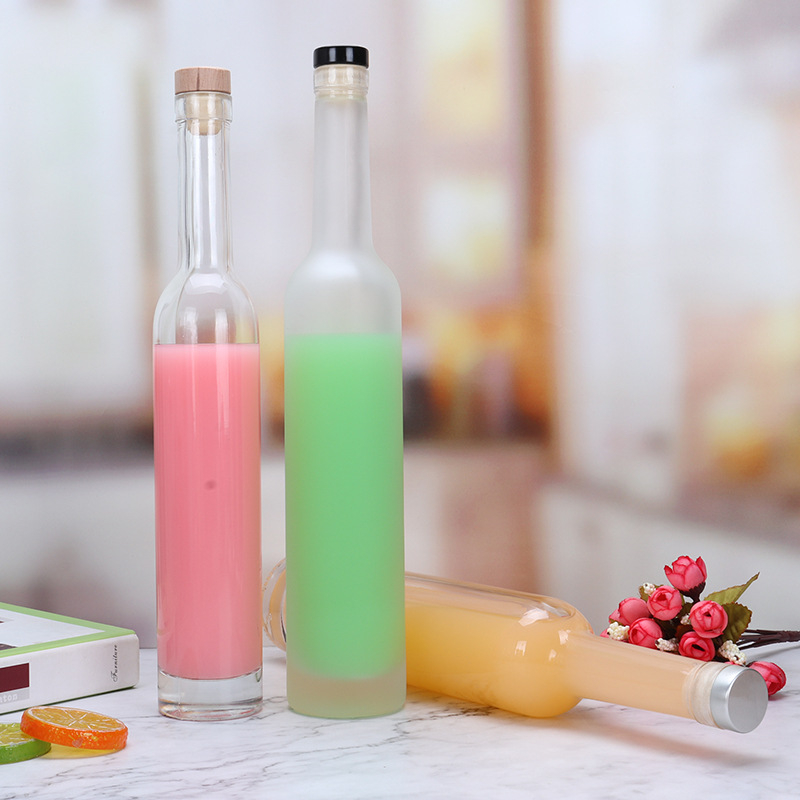 200ml Slim Glass Bottles Beverage Drinking Bottles With Rubber Lid