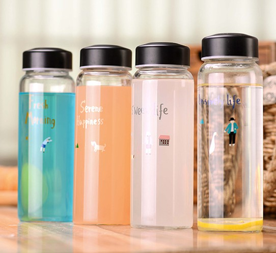 400ml Hot Sale Glass Water Bottles with Lids