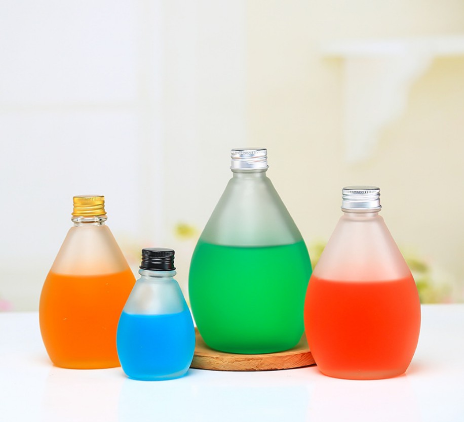 Water Droplets Design Juice Beverage Glass Bottles KDG Factory