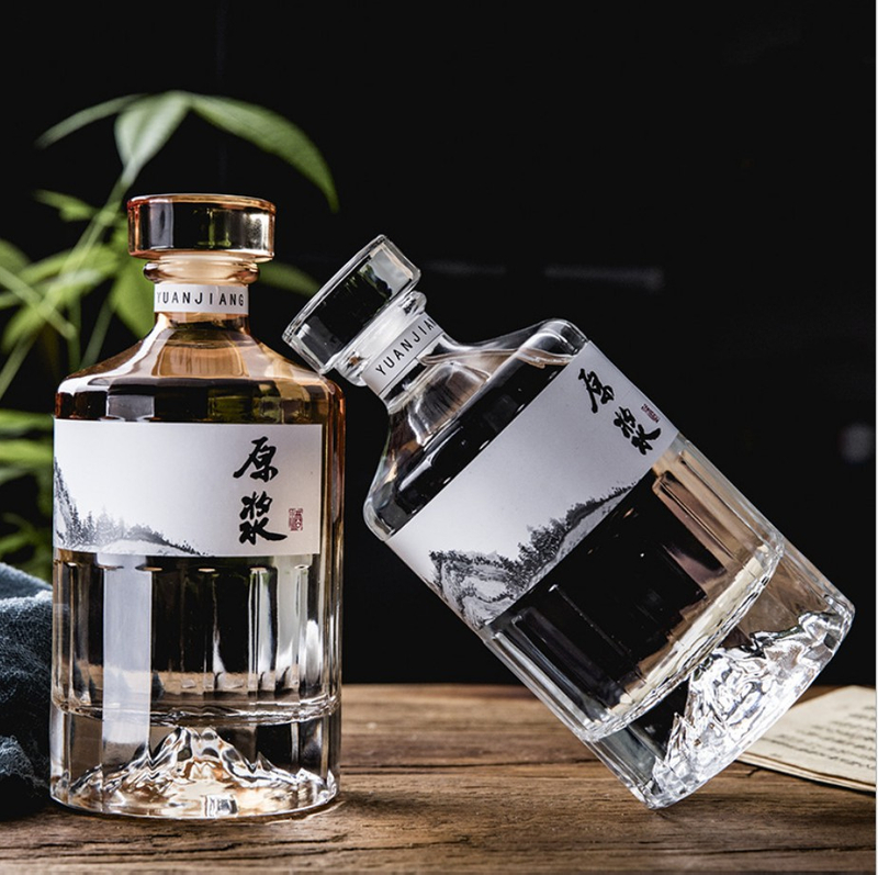 Glass Crystal 500ml Wine Bottles with Lid 