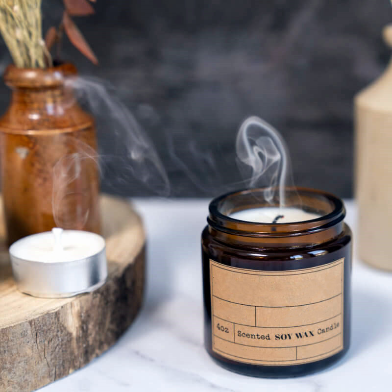 Home Decoration Handmade Scented Candles in Amder Candle Jar