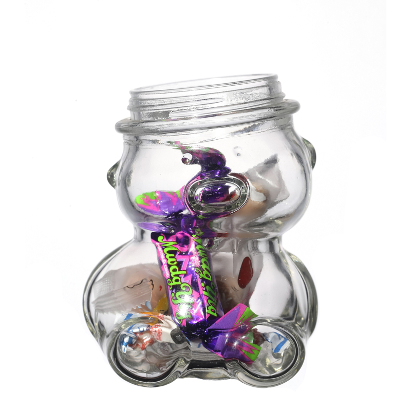 Fancy Design Bear Small Candy Glass Jar For Decoration