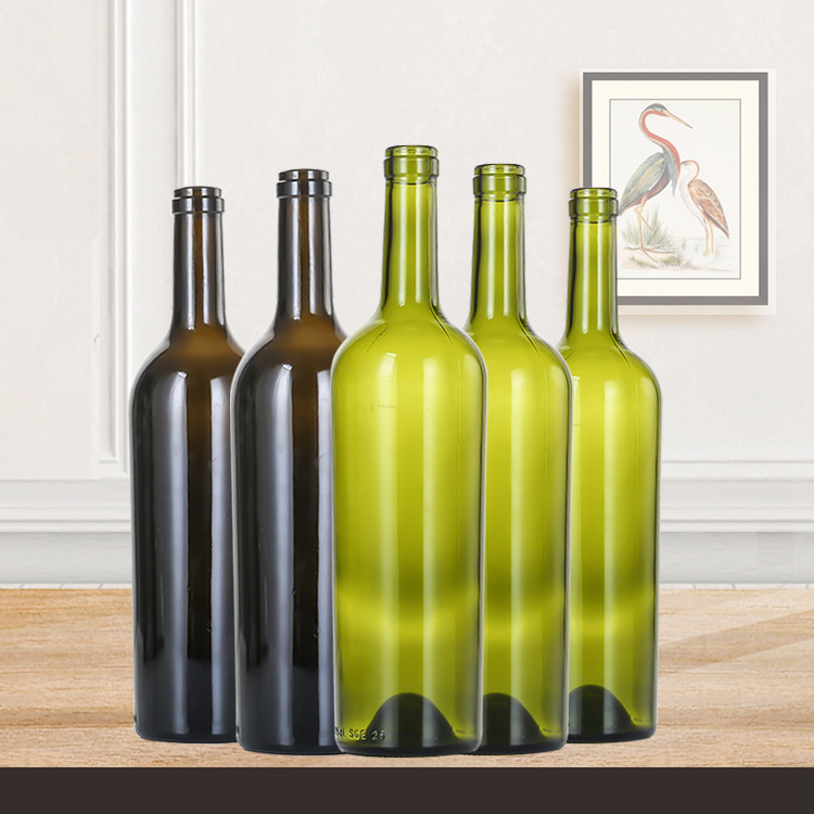 Amber Color 750ml Bordeaux Wine Glass Bottles with Broad Shoulders