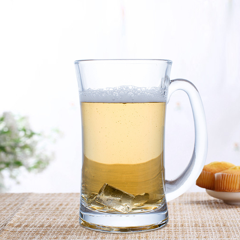 Hot Sale 380ml Nordic Flint Glass Cups with Handle For Beer Beverage