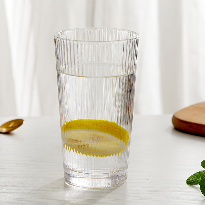 Clear Water Glass with Vertical Stripes Daily Use Coffee Mugs For Party