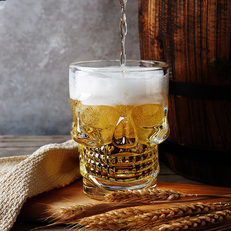 Clear Beer Mugs Skull Shaped Drinking Cups For Home and Kitchen