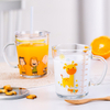 High Quality 350ml Printed Glass Drinking Cups with Handle For Children