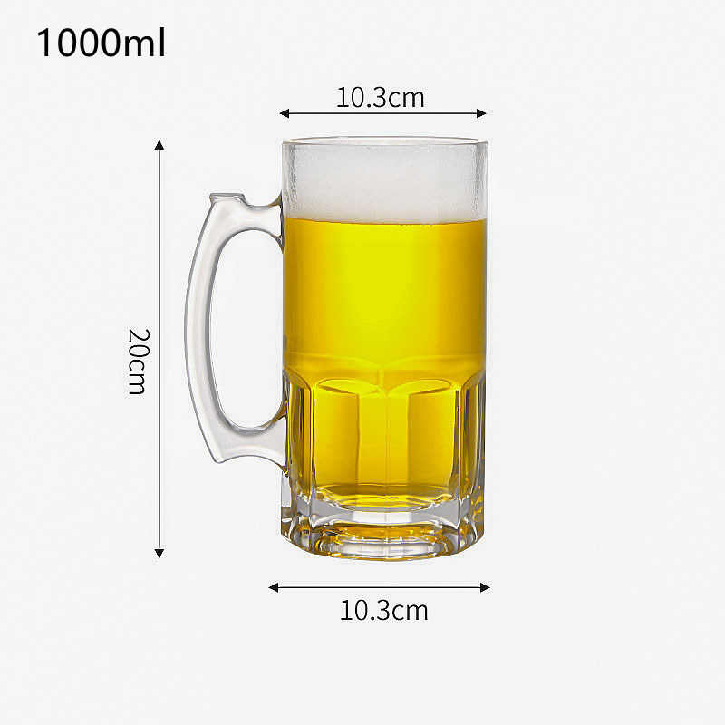 1000ml High End Glass Beer Cups with Handle