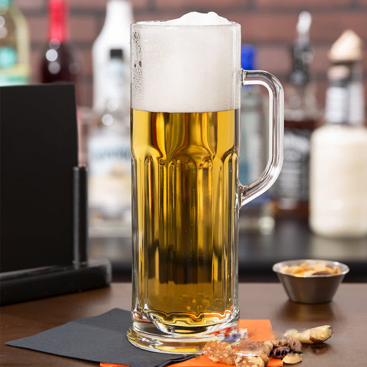 Slim Design 600ml Glass Beer Cups with Custom Logo Printing