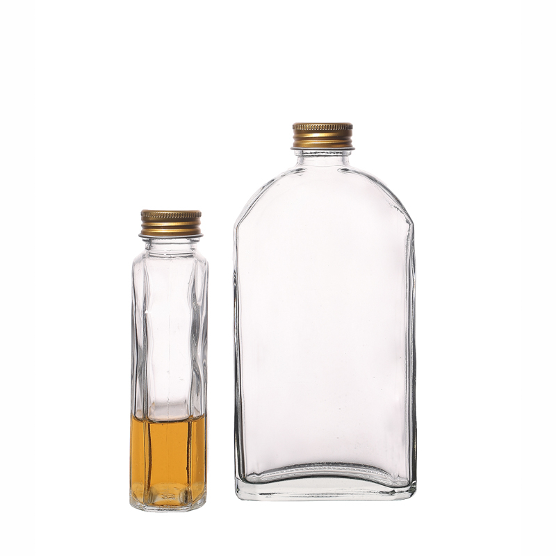 200ml 250ml Flat Shape Takeaway Portable Glass Drinking Bottles