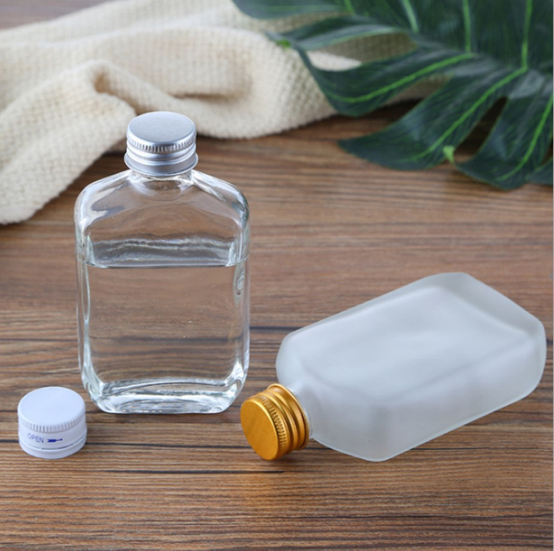 High End Spirits Bottles Glass Material Flat Small Wine Bottles 100ml