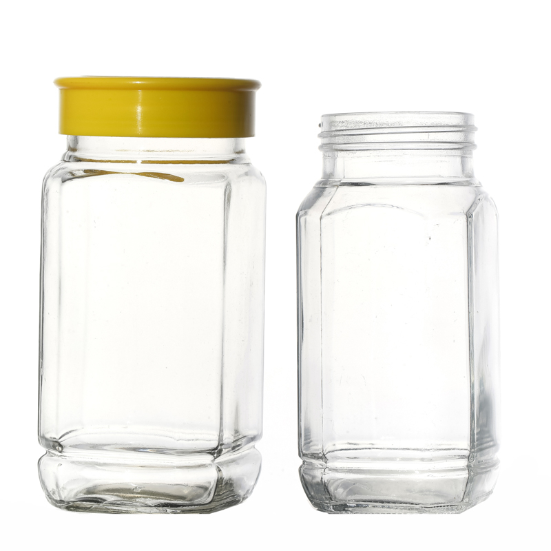 350ml 670ml Square Glass Honey Jars with Plastic Lid