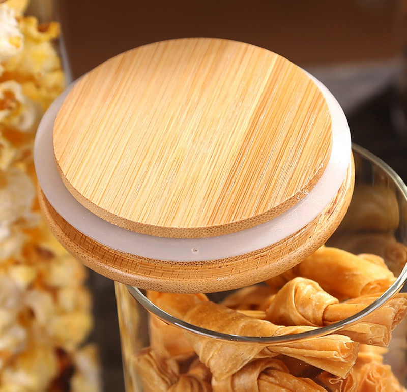 Different Sizes High Transparency Glass Food Jar with Bamboo Lid