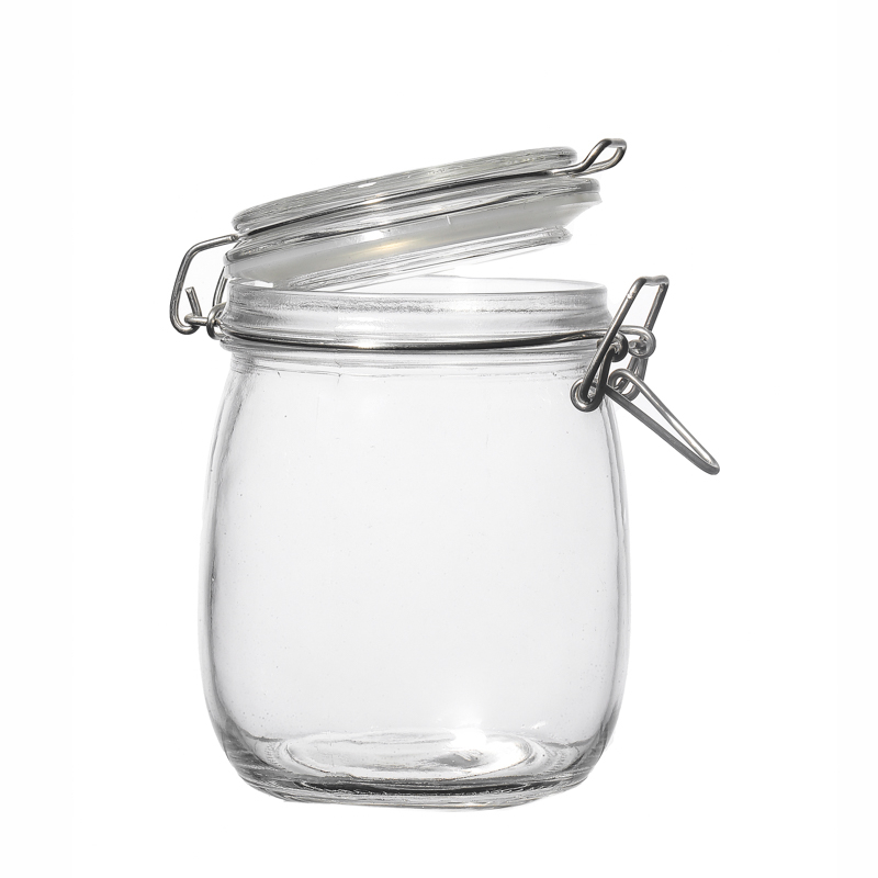Clamp Empty Glass Food Packaging Jars Kitchenware Glass Container