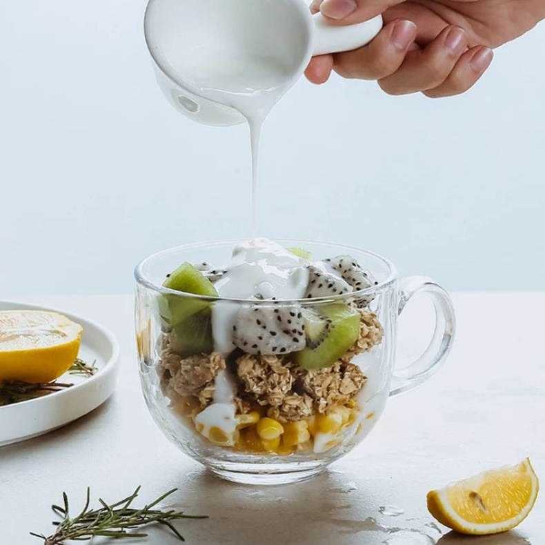 450ml Round Glass Milk Mugs Milk Cups Hot Sale For Breakfast