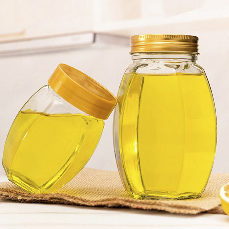 Oval Hexagon Large Glass Food Storage Jam Jars Honey Jars Wholesale