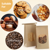 KDG Bakery Bags with Window Small Kraft Paper Bags Zip Lock Food Storage Bags for Packaging Products Reusable Sealable