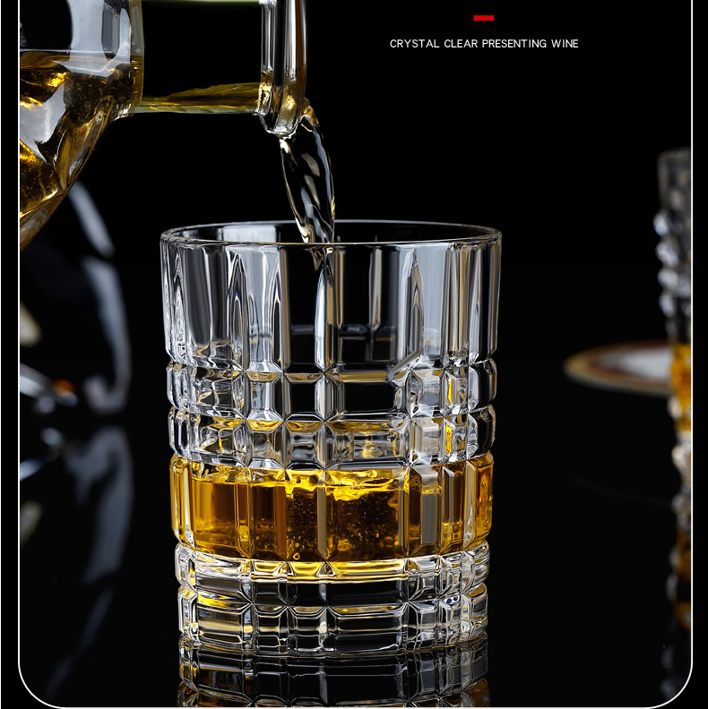 360ml Hot Sell Plaid Design Crystal Glass Liquor Cups