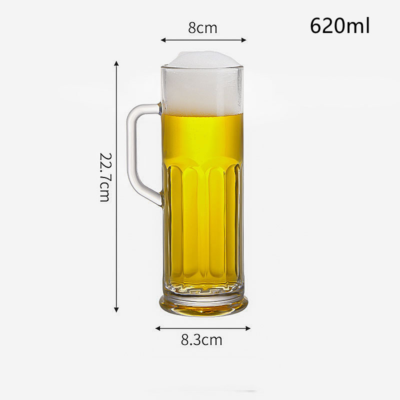 Slim Design 600ml Glass Beer Cups with Custom Logo Printing