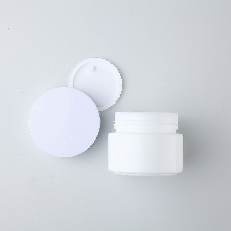Custom Logo White Glass Cream Bottles For Cosmetic with Glass Lid