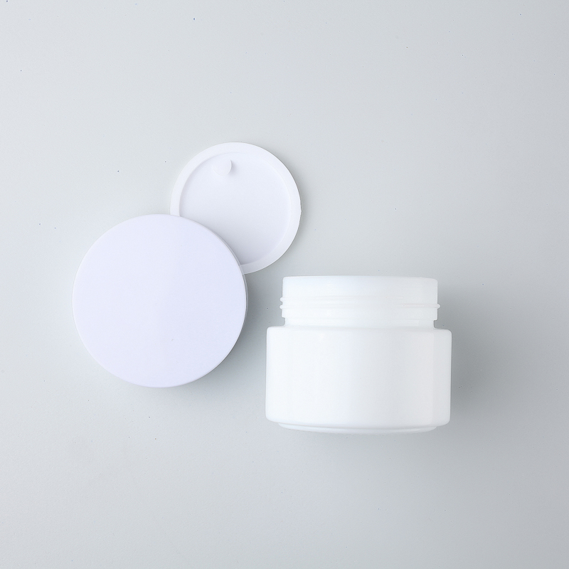 Custom Logo White Glass Cream Bottles For Cosmetic with Glass Lid