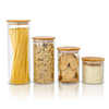 High Borosilicate Clear Glass Food Storage Jars with Sealing Bamboo Lids