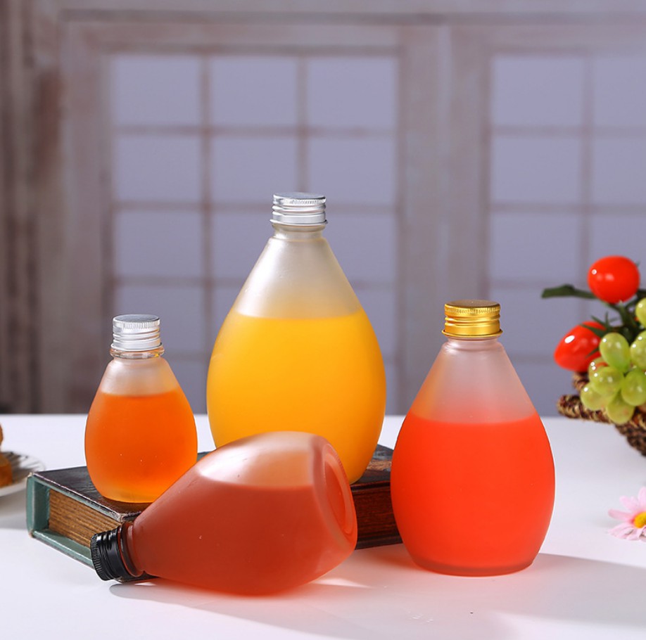 Water Droplets Design Juice Beverage Glass Bottles KDG Factory