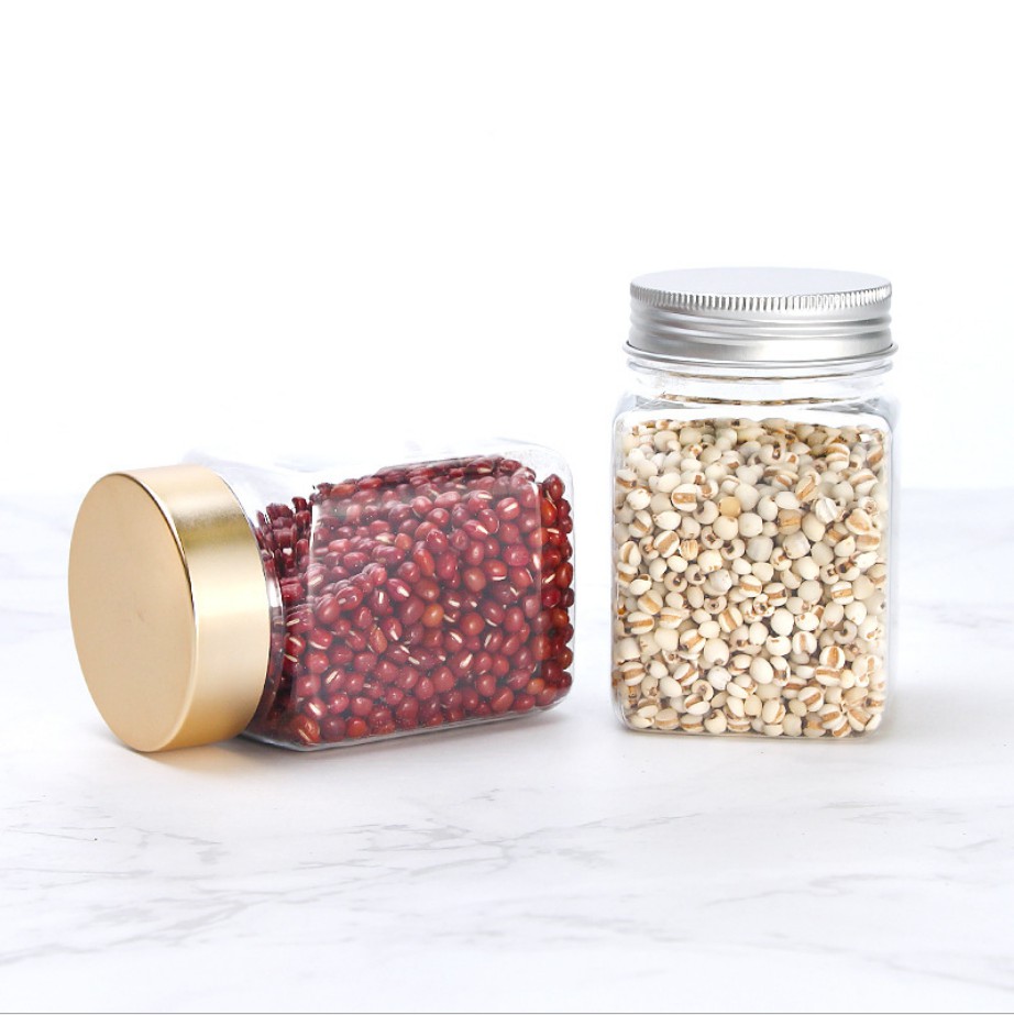 Square Shape Glass Food Storage Jars 380ml Jam Jars