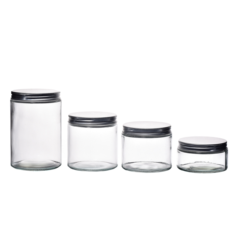 Cylinder Glass Jars 250ml 390ml 500ml 770ml Packaging Glass Jars With Screw Lids For Food Storage