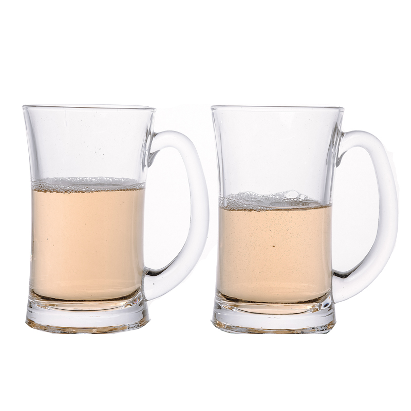 Hot Sale 380ml Nordic Flint Glass Cups with Handle For Beer Beverage