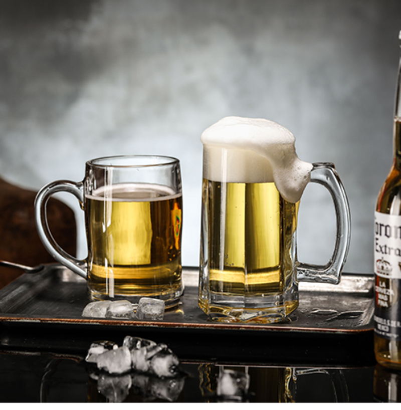 Thick Wall High Quality 380ml Crystal Luxury Wine Glass Beer Cup with Handle